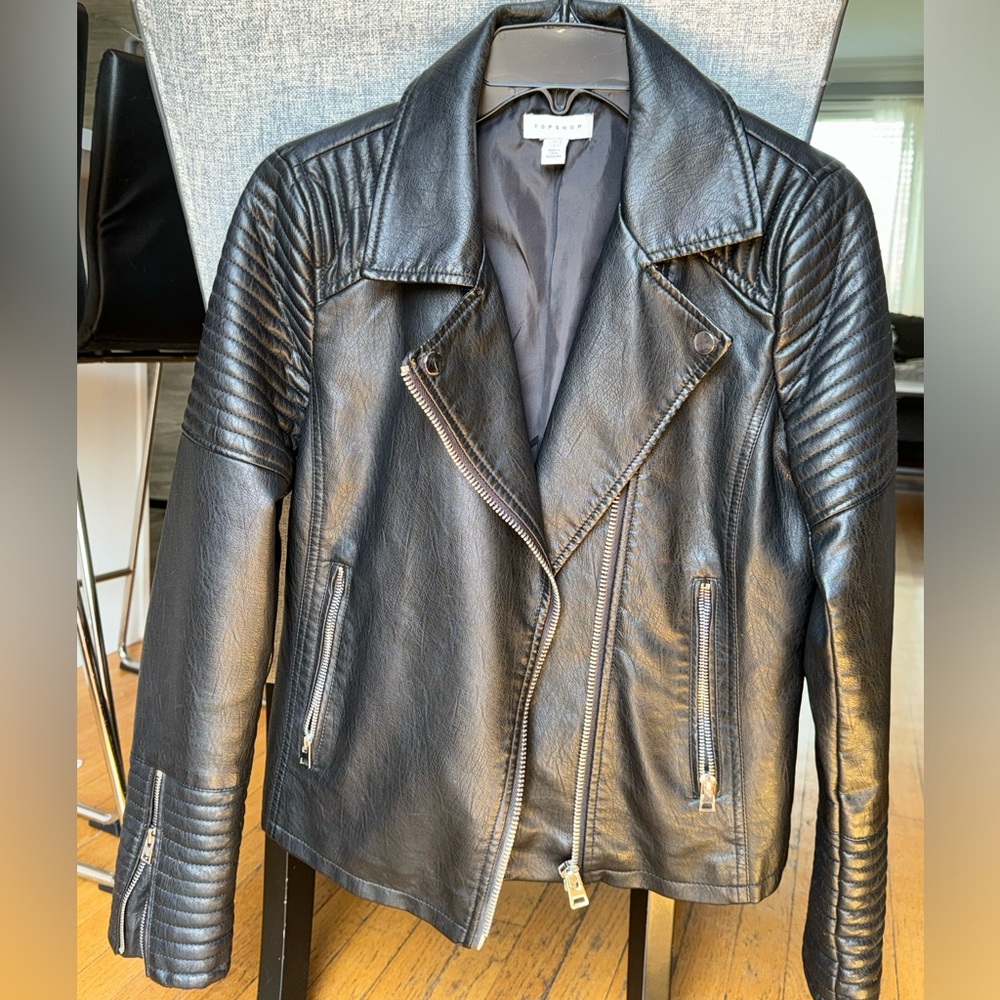 Topshop faux leather biker jacket